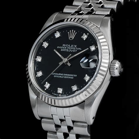 rolex datejust quadrante nero con brillanti sulle ore prezzo usato|Official Rolex Jeweler in California .